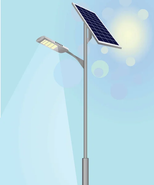 Street light with solar panel — Stock Vector
