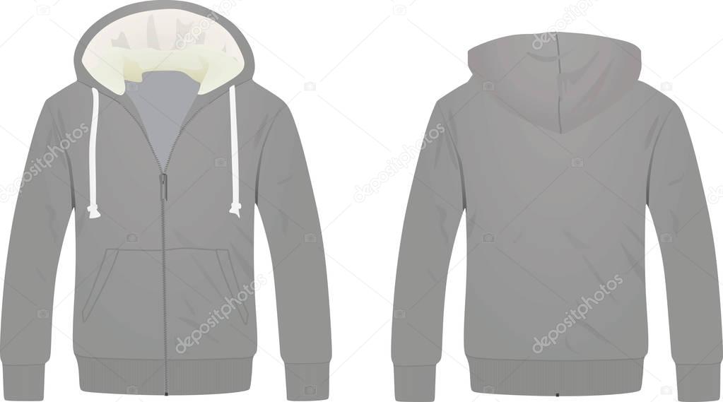 Grey hoodie on white background