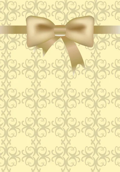 Gold bow on ornament background — Stock Vector