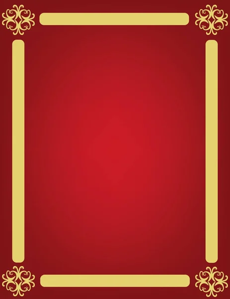 Kırmızı arka plan ile altın süs çerçeve — Stok Vektör