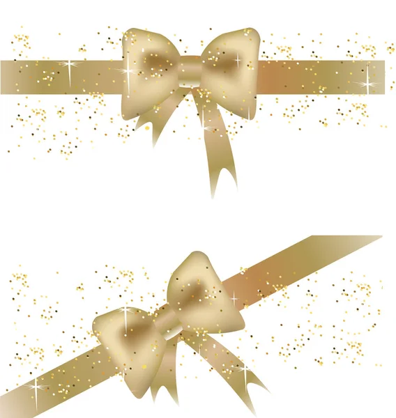 Two christmas banners with golden bows — Stock Vector