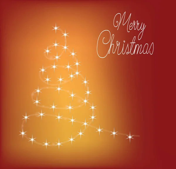 Tarjeta de Navidad con árbol de Navidad abstracto hecho de estrellas — Vector de stock