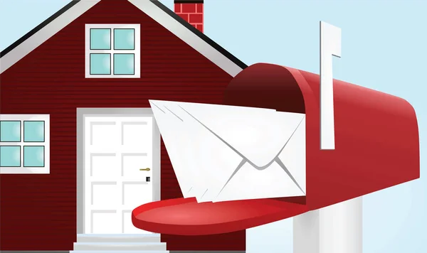 红色邮政信箱的房子字体 — 图库矢量图片