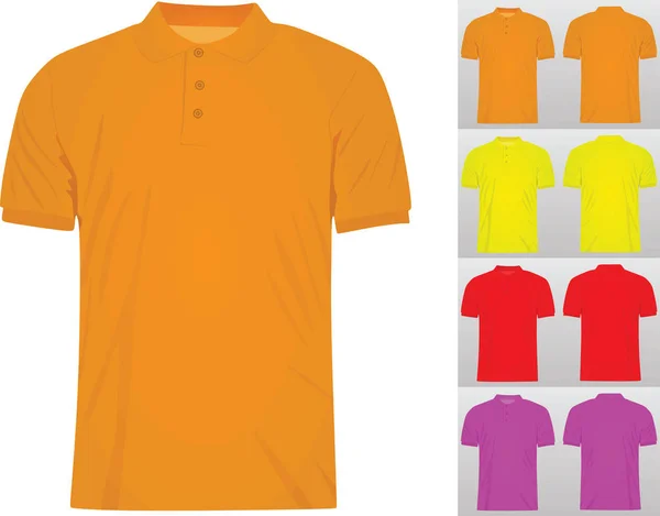 Conjunto Colorido Camisetas Modelo Clássico Ilustração Vetorial — Vetor de Stock