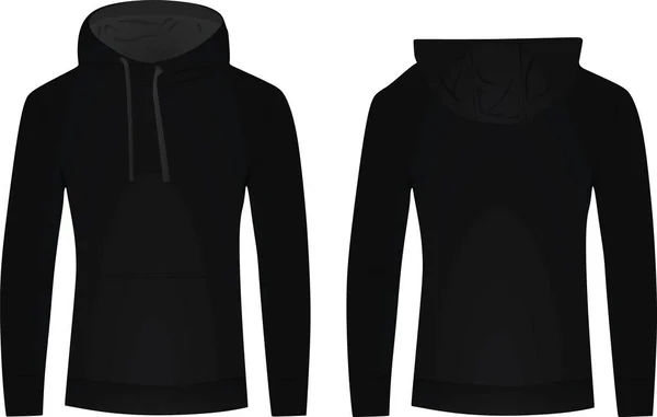 Sudadera Con Capucha Negra Sobre Fondo Blanco Vector — Vector de stock