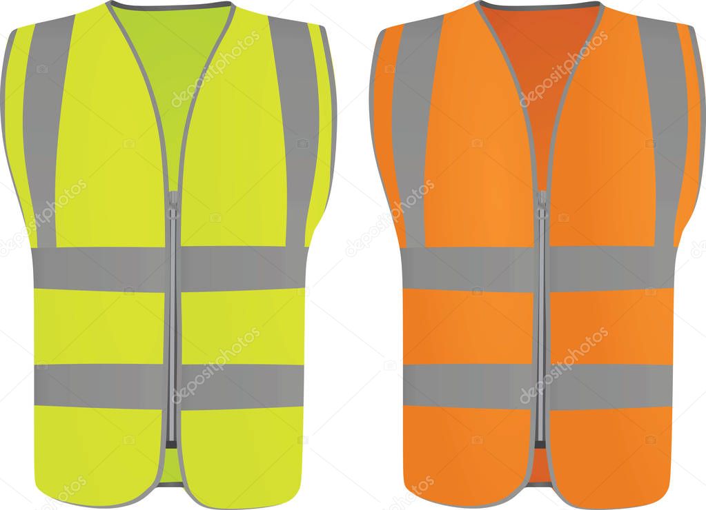 Safety yellow and orange vests. vector illustration