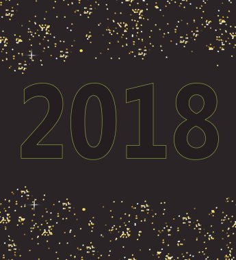 Altın glitter arka plan üzerinde 2018 metin