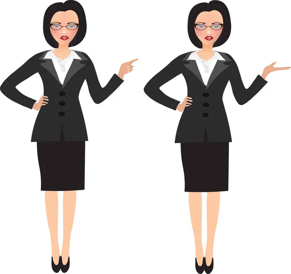 Wanita Bisnis Dalam Dua Posisi Yang Berbeda Vektor - Stok Vektor