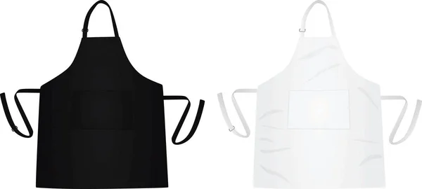 キッチン エプロン黒と白のベクトル図 — ストックベクタ