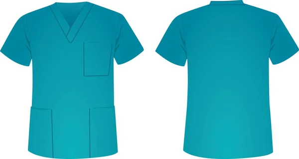 Blue Medical Uniform Front Back View Vector Illustration — Stock Vector