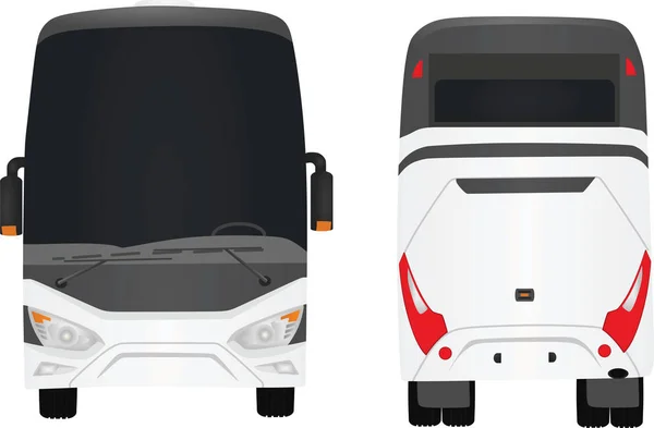 Белый Автобус Вид Спереди Сзади Векторная Иллюстрация — стоковый вектор