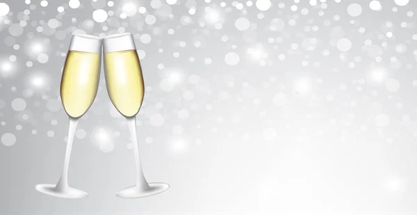 Deux Verres Champagne Sur Fond Flou Vecteur — Image vectorielle