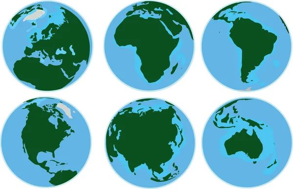 Wereldbol Continenten Kaart Vectorillustratie — Stockvector