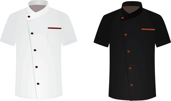 Zwart Wit Chef Kok Shirt Koken Uniform Vectorillustratie — Stockvector