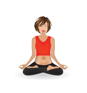 Yoga yaparken kadın lotus poz, vektör