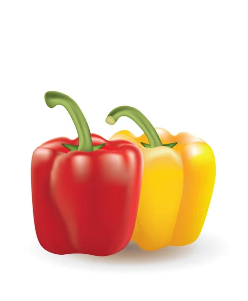 Κόκκινες και κίτρινες πιπεριές σε άσπρο φόντο — Διανυσματικό Αρχείο