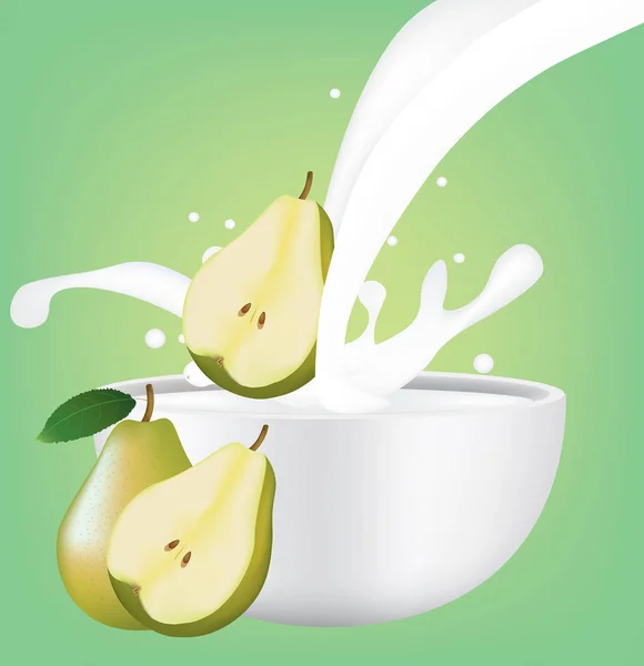 梨鲜奶杯 — 图库矢量图片