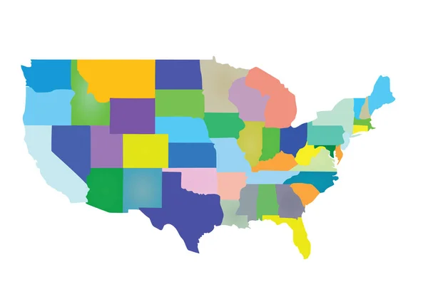 Colorido mapa de Estados Unidos con estados — Vector de stock