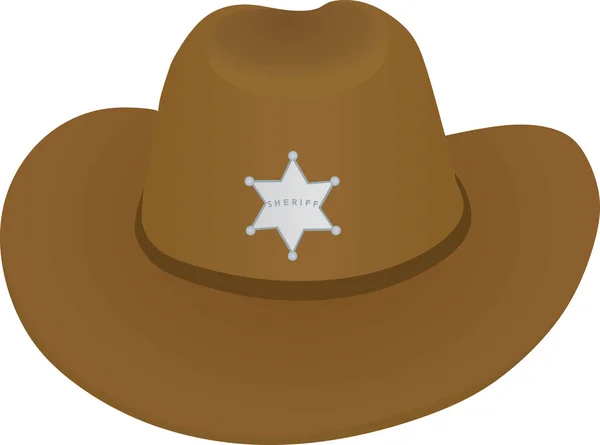 Şerif Şapka Önden Görünüm Vektör Çizim — Stok Vektör