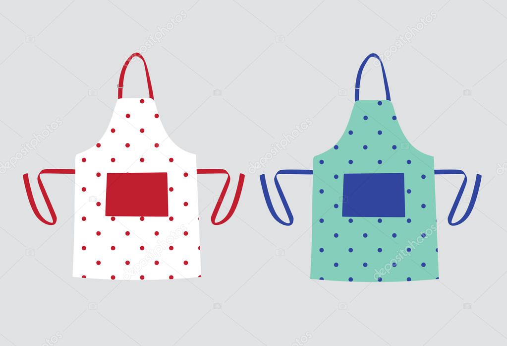 Two kitchen aprons with polka dot patterns