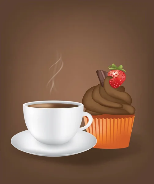 Coffee cup with cupcake — Stock Vector