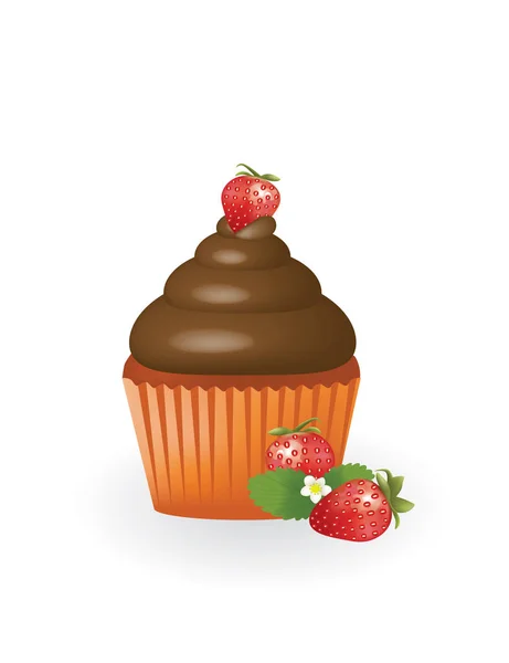 Cupcake au chocolat à la fraise — Image vectorielle