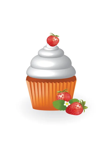 Cupcake à la fraise — Image vectorielle