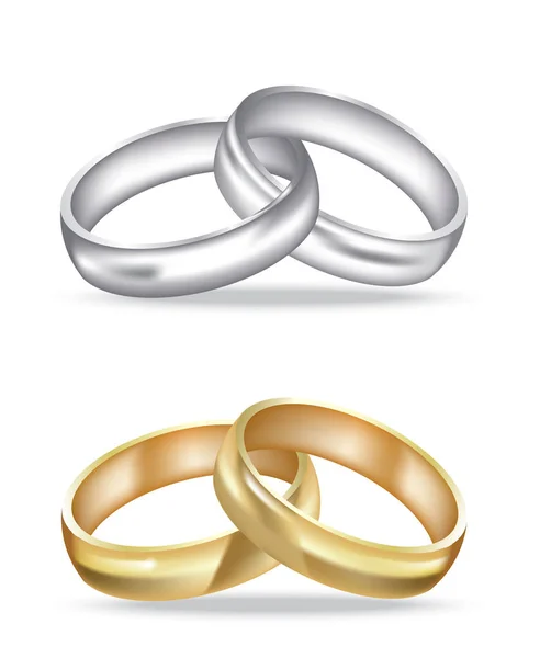 Two golden and silver rings — Stock Vector