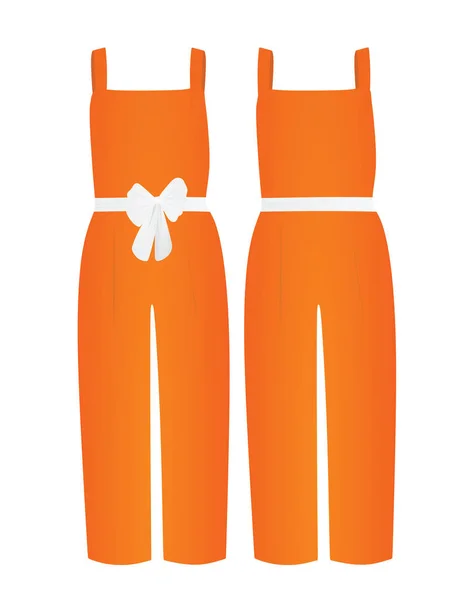 オレンジの女性ジャンプスーツベクターイラスト — ストックベクタ