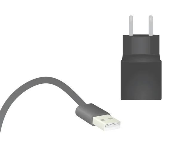 Carregador Usb Com Cabo Ilustração Vetorial — Vetor de Stock