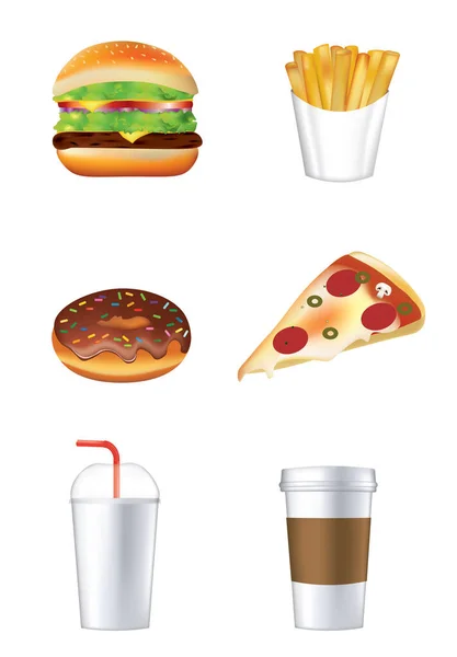 Set Fast Food Illustrazione Vettoriale — Vettoriale Stock