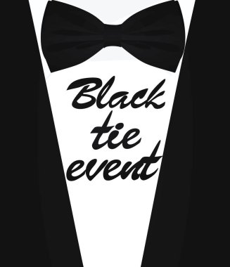 Siyah kravat etkinlik kartı. vektör illüstrasyonu