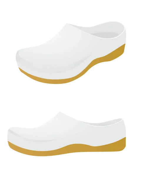 Witte Klompen Schoenen Vectorillustratie — Stockvector