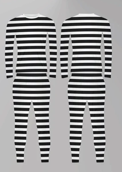 刑務所の制服 ストライプのTシャツとパンツ ベクターイラスト — ストックベクタ