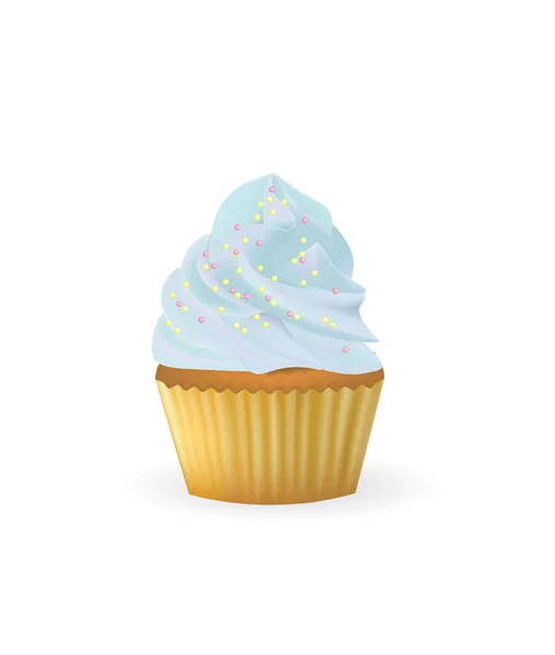 Μπλε Κρέμα Cupcake Διανυσματική Απεικόνιση — Διανυσματικό Αρχείο