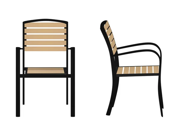 Outdoor Wooden Chair Vector Illustration — Stock Vector