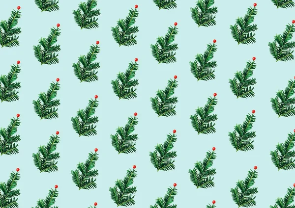 Weihnachtsmuster Nahtloser Hintergrund Mit Weihnachtsbaum Aus Zweigen Design Paketdesign Für — Stockfoto