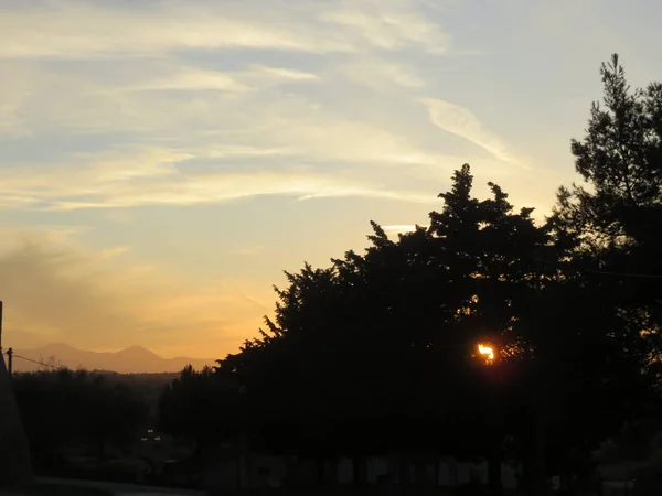 Sonnenuntergang Ein Sonnenuntergang Zwischen Natur Und Antiken Mauern Den Moment — Stockfoto