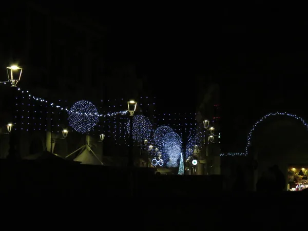 Addobbi Natalizi Natale Tutte Città Sono Colorate Con Tante Piccole — Foto Stock