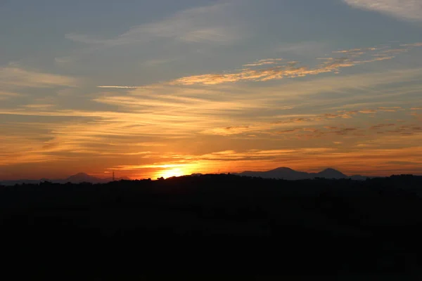 Sunset Barva Barvy Zimního Západu Slunce Jsou Trochu Méně Intenzivní — Stock fotografie