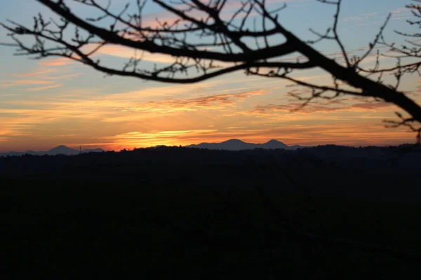 Sunset Färg Färgerna Vintersolnedgången Lite Mindre Intensiv Men Alltid Vacker — Stockfoto