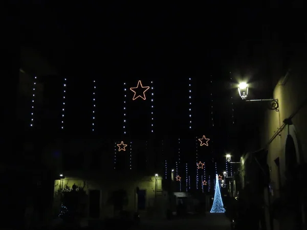 Luces Navidad Ciudad Prepara Para Recibir Navidad Ilumina Con Una — Foto de Stock