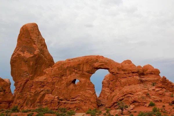 Sunset At Turret Arch Arches National Park Utah Stock Photo
