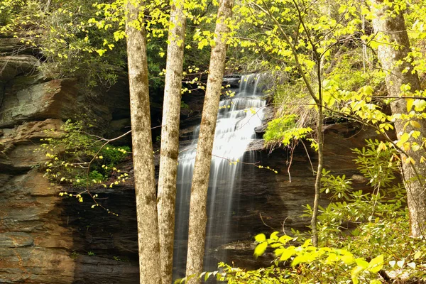 Herbstfarben Eines North Carolina Wasserfalls — Stockfoto