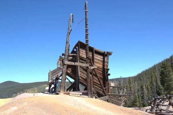 Hlavové Konstrukce Jsou Dřevěné Konstrukce Postavené Nad Důlní Šachtou Nebo — Stock fotografie