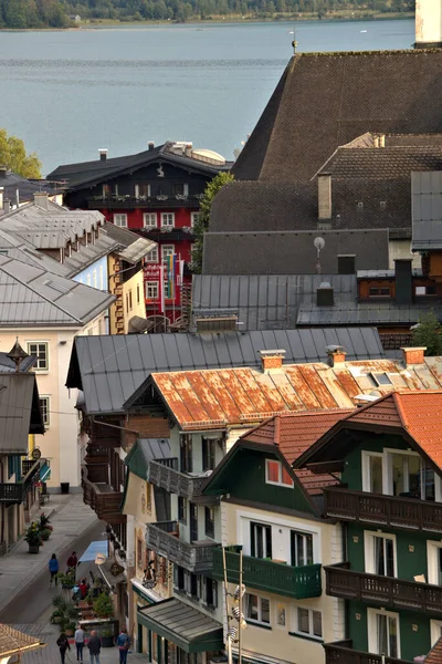 메르게에 볼프강 Wolfgang 잘츠부르크 Salzburg 동쪽에 교회에 오스트리아의 마을로 하운드 — 스톡 사진