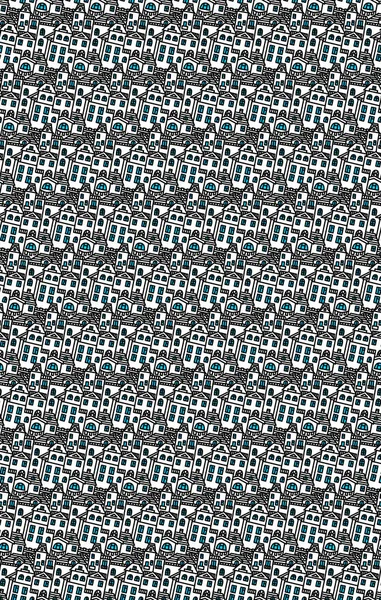 Small city seamless pattern — Stock Vector