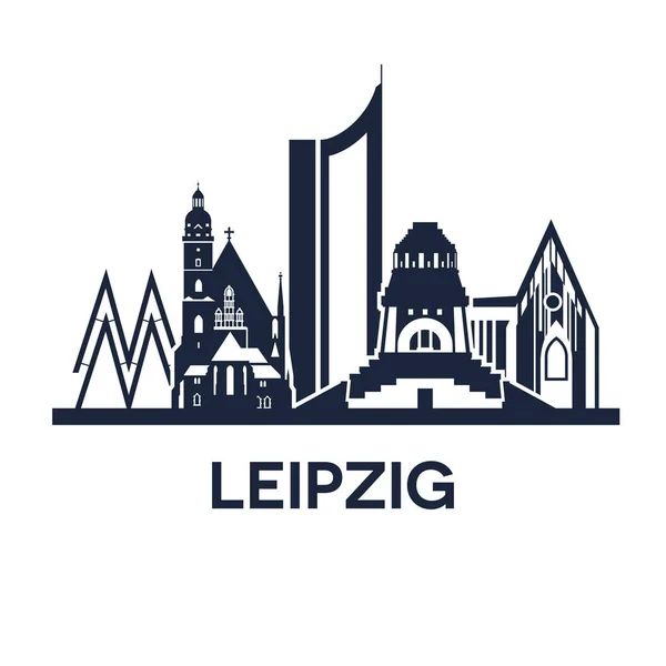 Detailliertes Wahrzeichen der Stadt Leipzig, Deutschland — Stockvektor