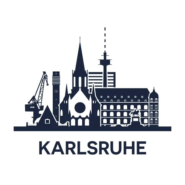 Karlsruhe, Gemany. Városi égbolt, sötét szilárd szín — Stock Vector