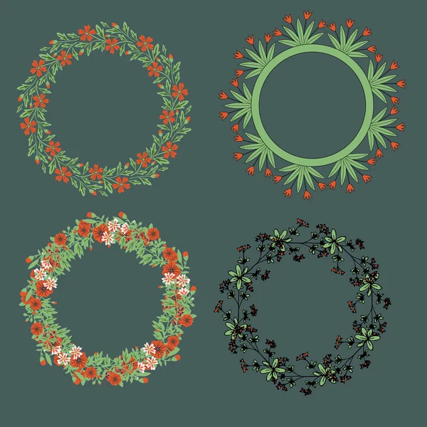 Floral frames instellen — Stockvector